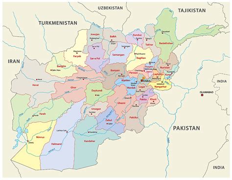 Colorful Afghanistan Political Map With Clearly Labeled Separated