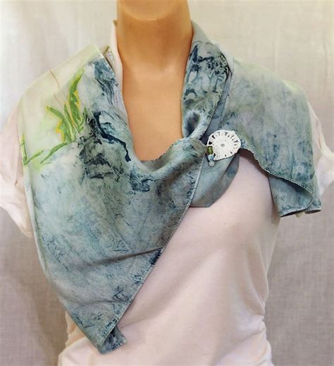 Hand Painted Silk Scarf With Dandelions Converts To Infinity Etsy