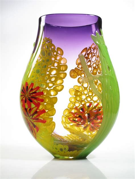 Purple Seascape Vase By David Leppla Art Glass Vase Artful Home Blown Glass Art Glass Art