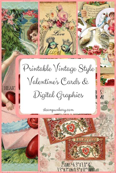 Printable Vintage Style Valentines Cards And Digital Graphics