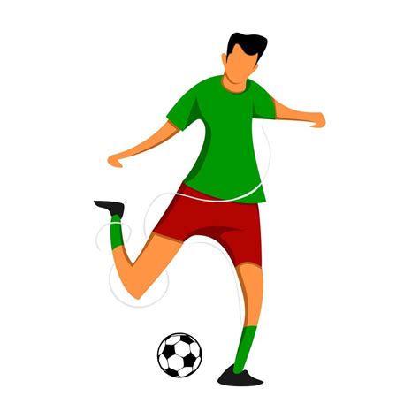 Cartoon Male Soccer Player Kicking A Free Ball Vector Illustration