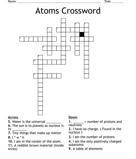 Atoms Crossword Wordmint