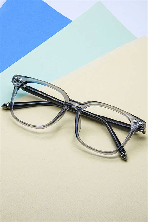K9023 Square Gray Eyeglasses Frames Leoptique