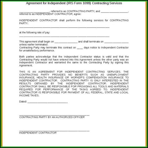 Home » employment » independent contractor » one (1) page independent contractor agreement form. Independent Sales Rep Contract Template - Template 2 ...