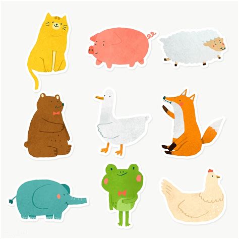 Hand Drawn Animal Stickers Collection Transparent Png Premium Image