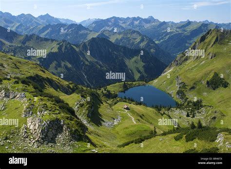 Seealpsee Nebelhorn Allgaeu Alps Bavaria Germany Europe Stock