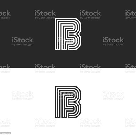 Initials Fb Logo Monogram Simple Parallel Thin Lines Design Union Two