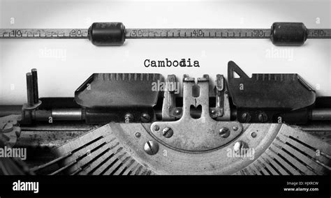 Inscription Made By Vinrage Typewriter Country Cambodia Stock Photo