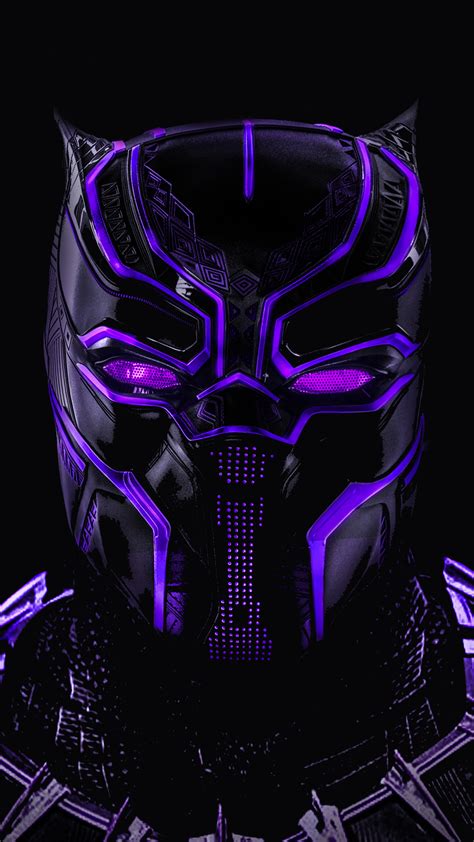 Download 1440x2560 Wallpaper Black Panther Superhero Dark Glowing
