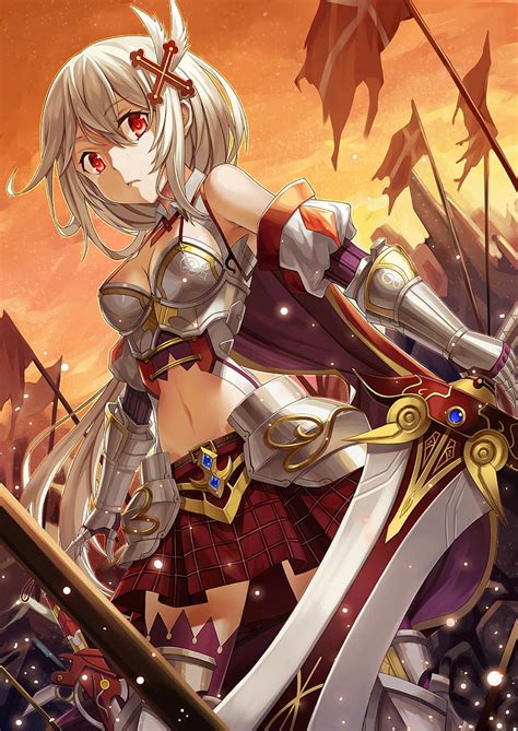 Hd Wallpaper Anime Anime Girls Armor Cleavage Sword Original Characters Wallpaper Flare