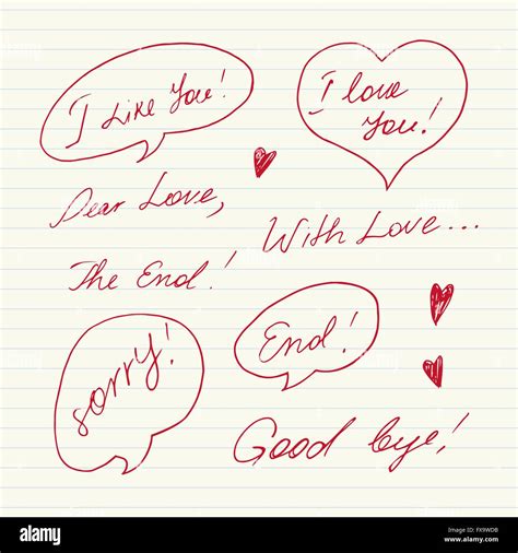 Handwritten Love Messages Stock Vector Image And Art Alamy