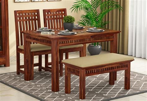 Queens arts and trends offers wide range. Wooden 4 seater dining table set online India in 2020 | 4 ...