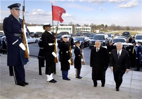 Secretary Gates Escorts Turkish Minister Of National Defense Vecdi