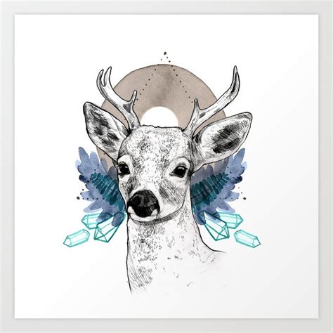 The Deer Spirit Animal Art Print By Vanillerygarden Society6