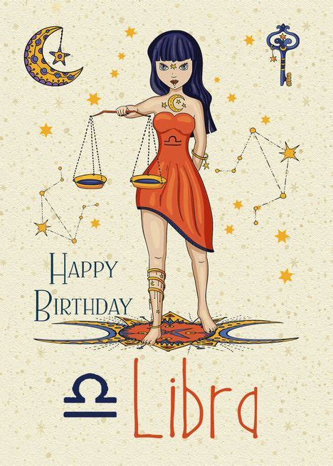 Happy Birthday Libra Zodiac With Libra Star Constellation And Sign Card Ad Paid Libra
