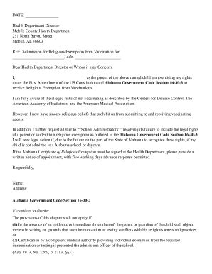 Assertion of religious exemption to vaccination. Editable religious exemption vaccination letter - Fill Out ...