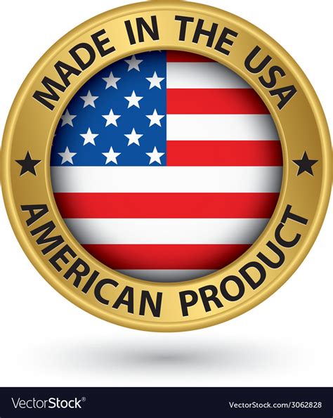 Made In Usa American Product Gold Label Royalty Free Vector