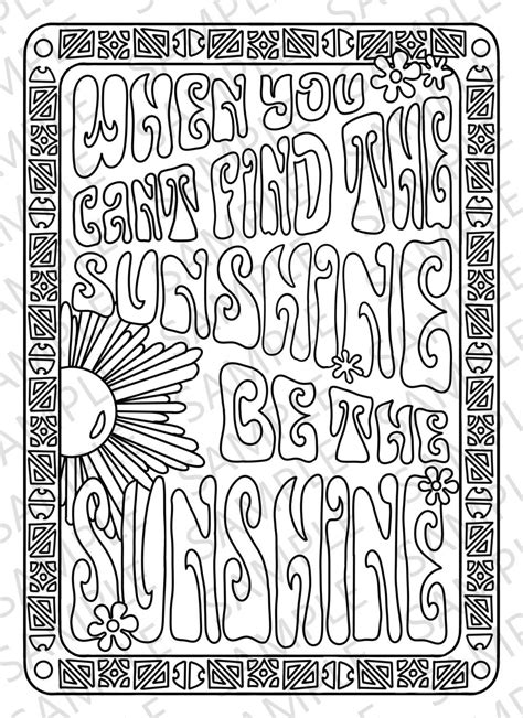 Sunshine Coloring Page Etsy Detailed Coloring Pages Quote Coloring