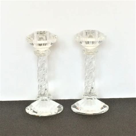 Vintage Crystal Candlesticks 6 Inch Twisted Glass Candle Etsy