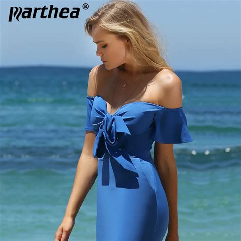 Aliexpress Com Buy Parthea Tie Strapless Off Shoulder Summer Dress