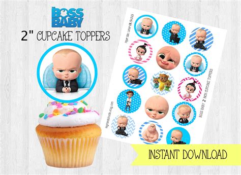 Dreamworks Boss Baby Printable Cupcake Toppers 2 Inch Cupcake Topper