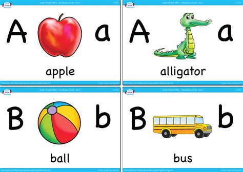 Alphabet Vocabulary Flashcards Set 1 Super Simple Alphabet