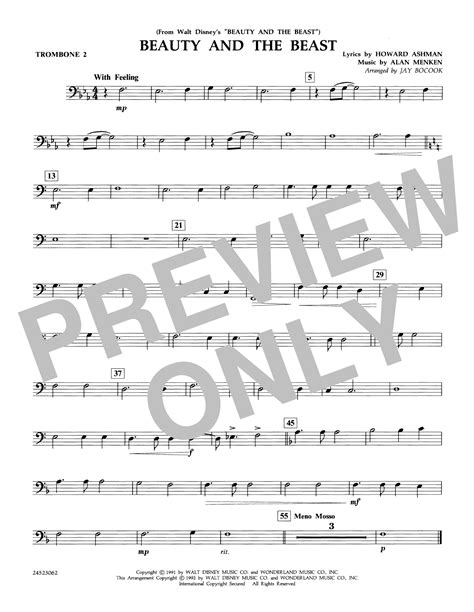 Jay Bocook Beauty And The Beast Trombone 2 Sheet Music Notes