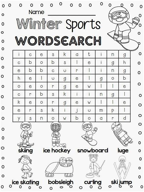 Winter Sports Word Searchkitty Baby Love