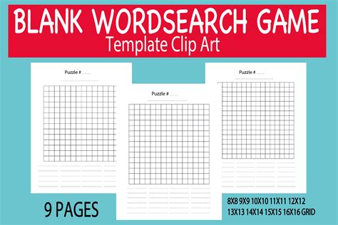Blank Word Search Game Template Clipart Graphic by Little-Learners