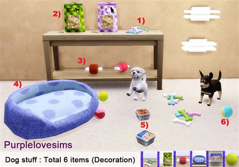 Purplelove Sims Dog Stuff S4cc Total 6 Items Decoration
