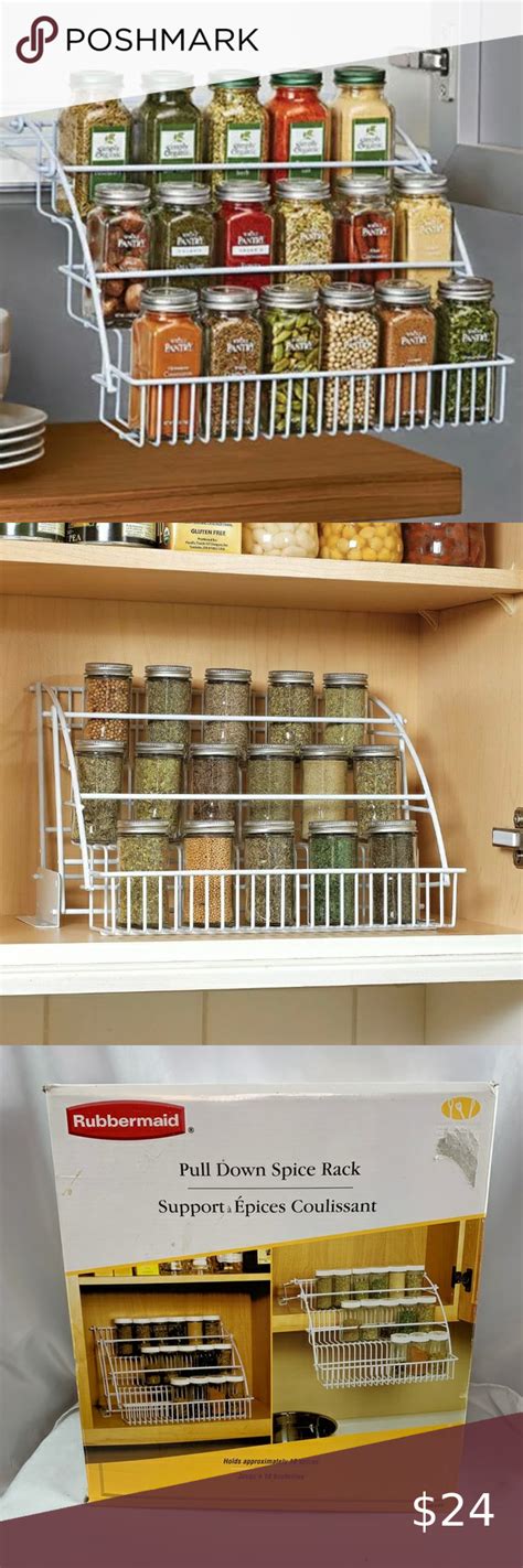 Rubbermaid pull down cabinet spice rack. Rubbermaid Pull Down Spice Rack, White FG8020RDWHT NWT in ...