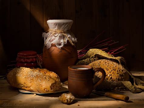 Фото жизнь Krassula Still Life Натюрморт с хлебом и молоком