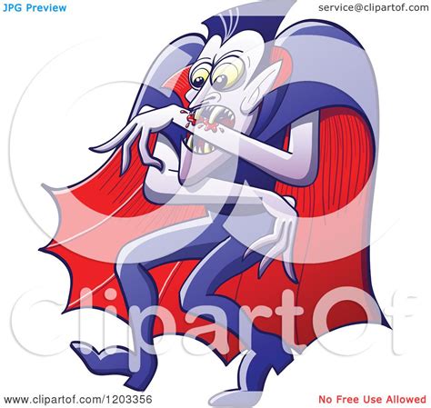 Cartoon Of A Dracula Vampire Sucking Blood From His Own