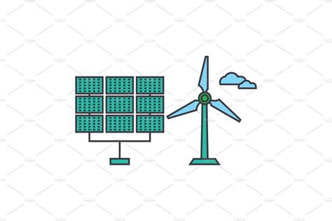Renewable Energy Line Icon Concept Renewable Energy Flat Vector Sign Symbol Illustration