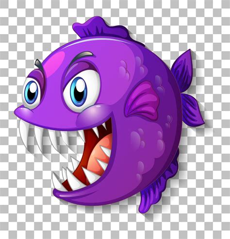 Exotic Fish With Big Eyes Cartoon Character On Transparent Background