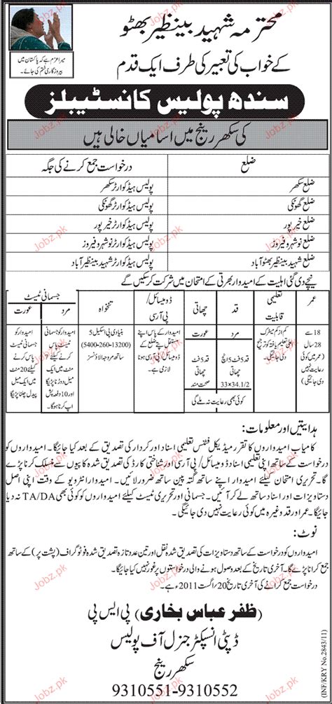 Recruitment Of Police Constables 2024 Job Advertisement Pakistan