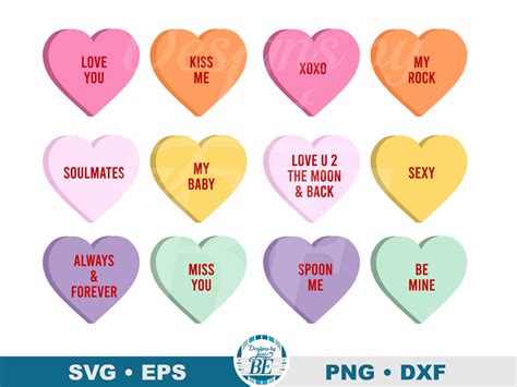 Candy Heart Sayings Svg Candy Heart Conversations Svg Heart Candies Svg Etsy