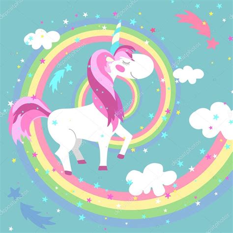 Unicorn Vector Illustration Colored Rainbow — Stock Vector © Mssa
