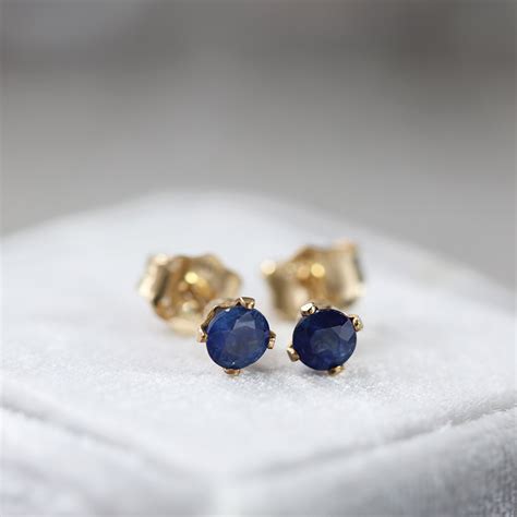 Sapphire Stud Earrings Tiny Gemstone Studs September Etsy