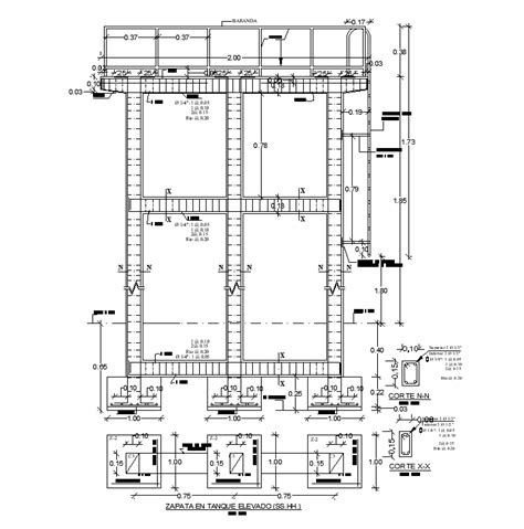Rcc Column Layout Plan With Slab Section Cad Drawing