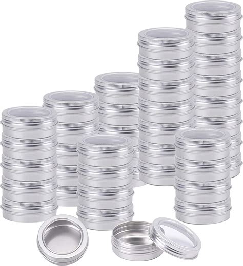 Foraineam 30 Pack 4 Oz Round Tins Screw Top Tin Cans With