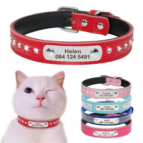 3) our third choice is bluberry pet collars link on amazon: Leather Cat Collar Personalized Cat Collar For Puppy Small ...