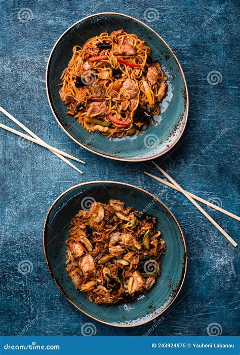 Assorted Chinese Food Full Set Chinese Noodles Fried Rice Stock Image