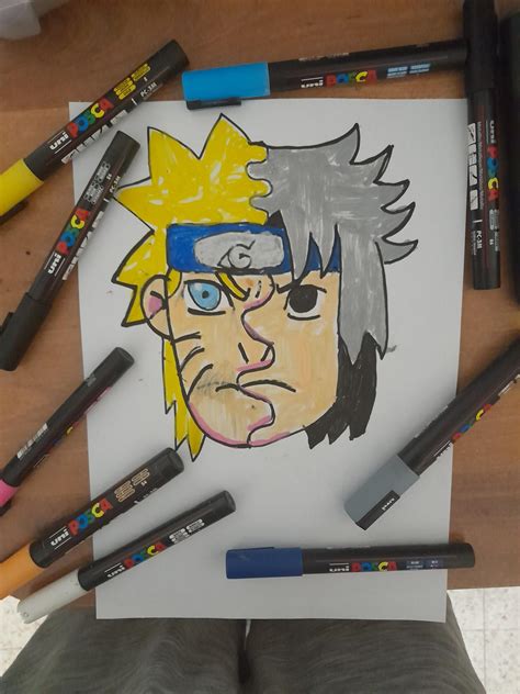 My Posca Pen Drawing Of Naruto And Sasuke Fusion Effect Fandom
