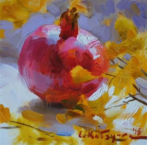 Daily Paintworks Pomegranate On The Window Original Fine Art For