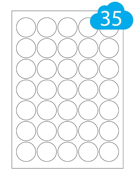 Round Gloss Transparent Polyester Inkjet Labels 35 Per Sheet 37mm
