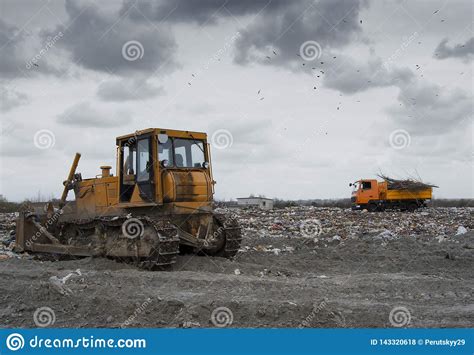 Bulldozer Working Stock Photo Image Of Methane Landfill 143320618