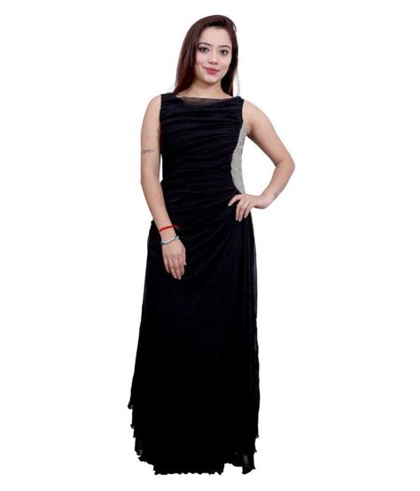 Aakrithi Poly Chiffon Black Gown Buy Aakrithi Poly Chiffon Black Gown