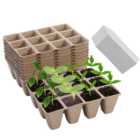 120 Cells Peat Pots Seed Starter Trays Biodegradable Seed Tray 10 Packs