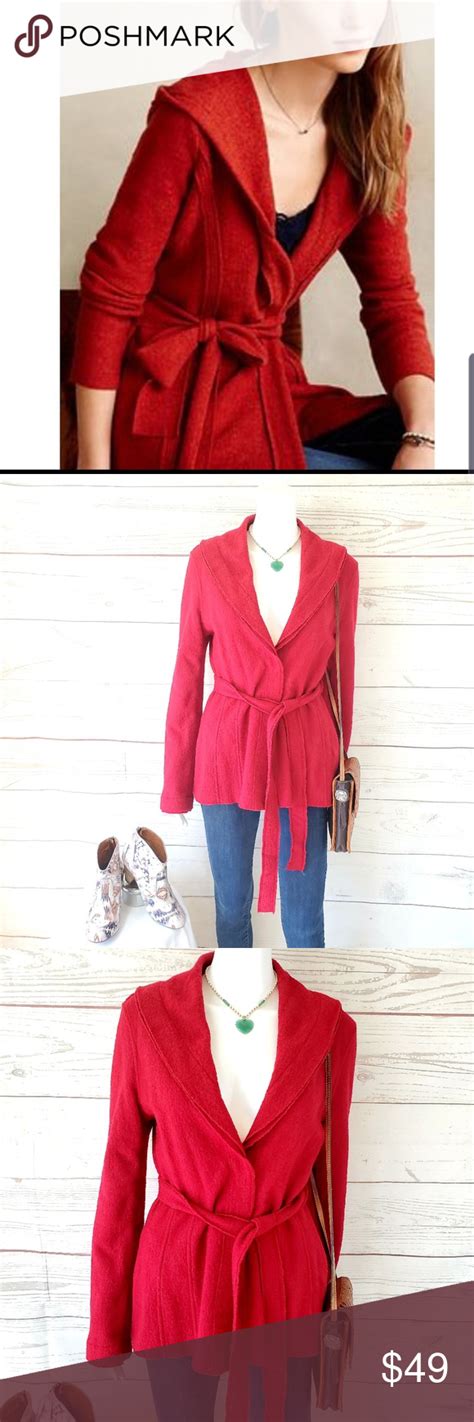 Cabi Gorgeous Red Belted Sweater Coat Sweater Coats Belted Sweater